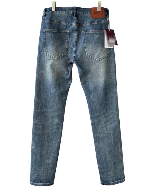 男款微弹印花Logo小直筒牛仔裤长裤012 商品图1