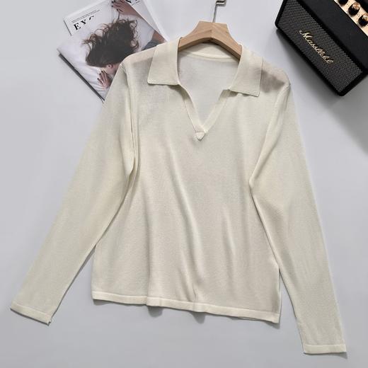 isabelle marran伊莎贝尔早秋老钱风天丝亚麻polo领衫JS3699015 商品图3