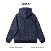 SDSA男士秋冬新款痞帅男装潮牌植物花卉印花拉链连帽卫衣时尚上衣 商品缩略图4