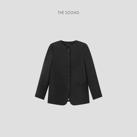 THESOONG"极简溯源"羊毛精工立裁手工缝扣无领西装外套HWWT7467