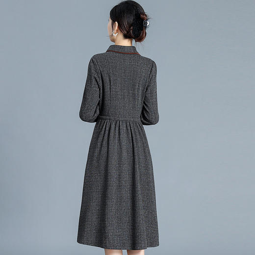 QYM 65096-Y简约时尚连衣裙系带收腰妈妈装百褶A字裙 商品图2