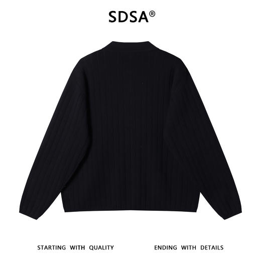 OAS811SDSA男士秋冬新款痞帅男装复古纯色竖纹翻领毛衣百搭开衫针织衫 商品图5