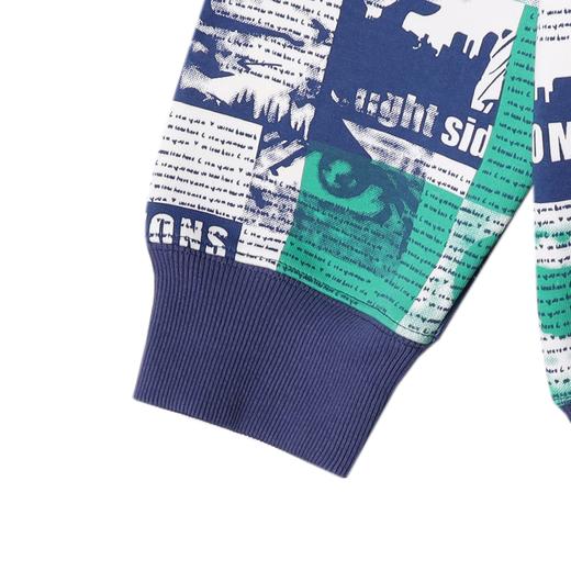 SDSA男士秋冬新款痞帅男装潮牌撞色满印字母印花拉链连帽卫衣百搭 商品图3