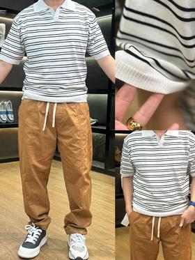 条纹休闲短袖（波哥试穿L码）