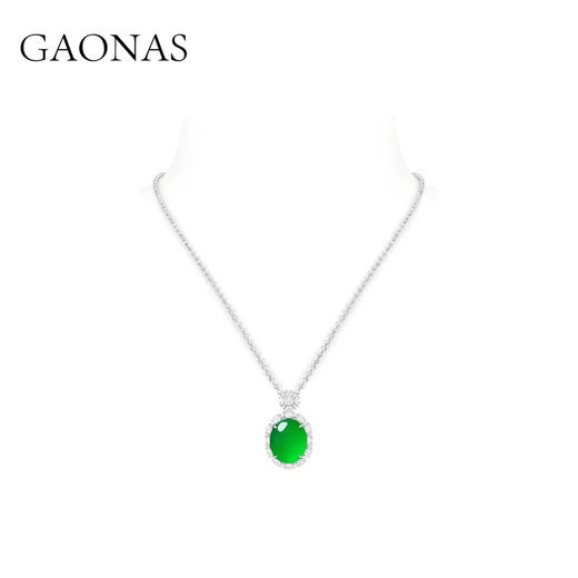 GAONAS  经典大气蛋面贵气录绿项链11427DG 商品图1