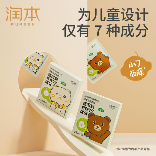 润本儿童面膜男女孩补水保湿舒缓学生男女童宝宝专用护肤卡通萌趣 商品图3