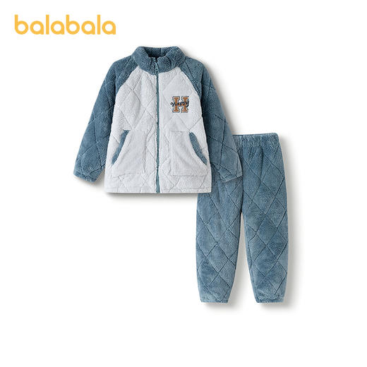 巴拉巴拉儿童家居服套装冬季加厚珊瑚绒男女童睡衣加绒保暖可外出 商品图2