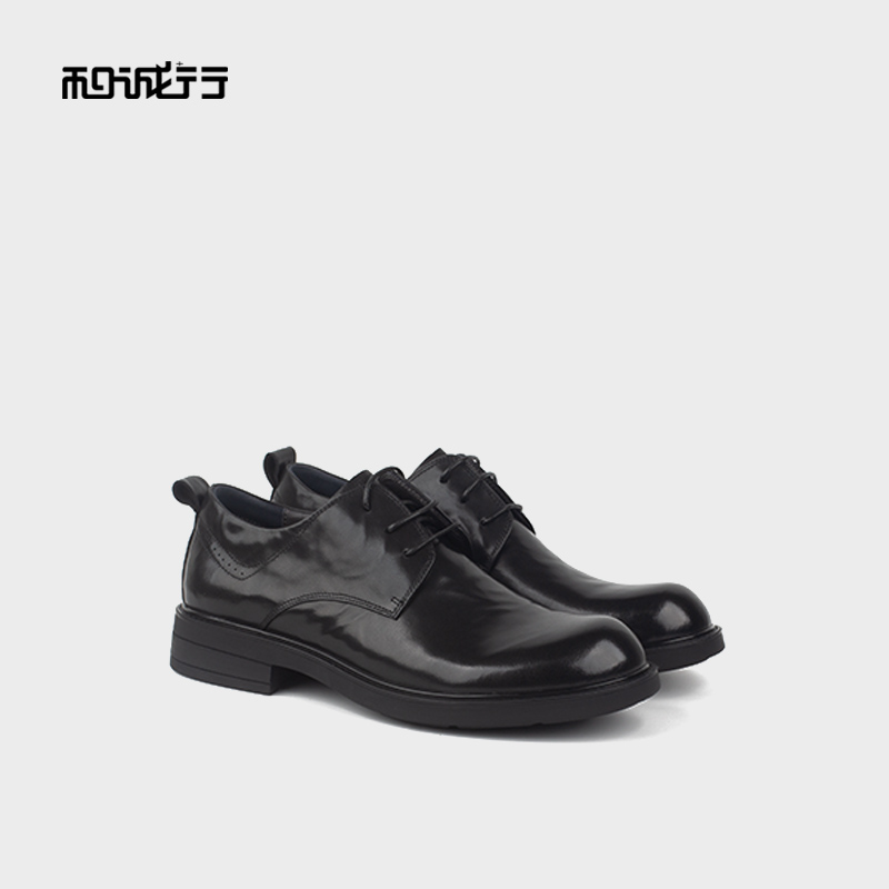 和诚行2025秋季新款男式商务正装真皮抓皱耐磨皮鞋0120156