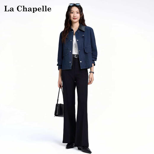 会员福利【官网1k+高端品质 非常重磅】拉夏贝尔/La Chapelle巴恩风上衣秋季复古风D字环翻盖口袋外套 商品图3