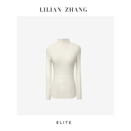LILIAN ZHANG 琥珀流光—鱼骨纹半高领长袖羊毛针织套衫 2508002 商品图3