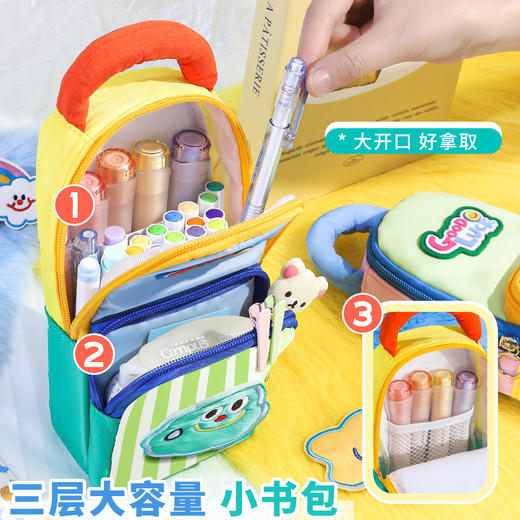 开学季新款小众不撞款条纹文具袋多功能大容量笔袋女孩通用文具盒 商品图1