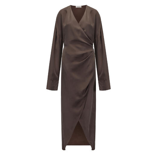 Ruohan 25AW 灰色铜氨丝裹身细带连衣裙 商品图6