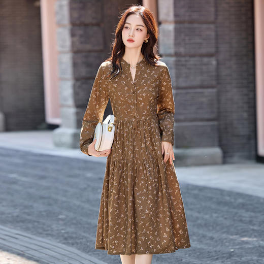 HR ZYF8885碎花连衣裙中长款复古气质宽松休闲显瘦裙 商品图4