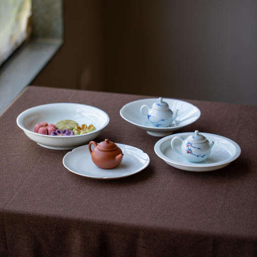 宋瓷影青平边盘 半刀泥刻绘 缠枝花卉 商品图4