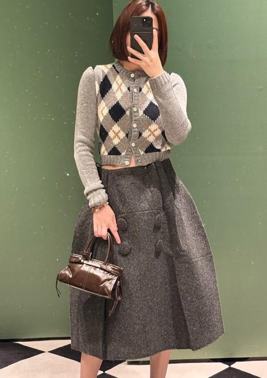 女款修身菱格针织开衫毛衣020 商品图2