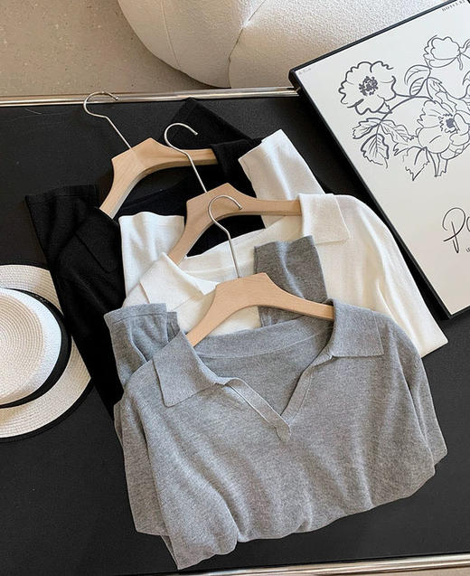 isabelle marran伊莎贝尔早秋老钱风天丝亚麻polo领衫JS3699015 商品图1