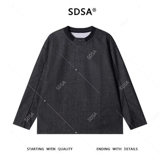 W53256SDSA男士秋冬新款痞帅男装宽松肌理感设计圆领卫衣休闲时尚上衣 商品图1