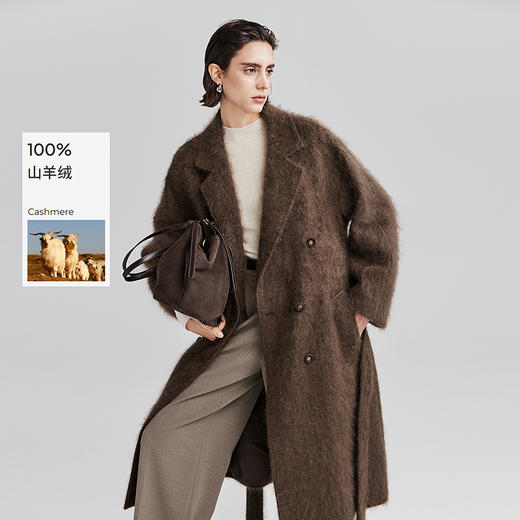 棉仓367666016-全羊绒气场翻驳领长款大衣 商品图0