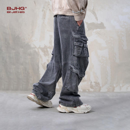 BJHG不计后果废土风工装牛仔裤子男款秋季潮牌美式高街宽松直筒裤 商品图1