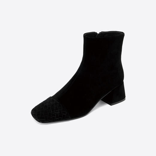 Westory2025年冬季羊京编织方头中跟百搭老钱风短靴S25DS85831 商品图9