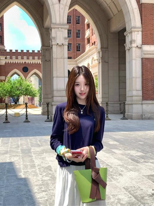 selfwho同款isabelle marran伊莎贝尔笑脸天丝羊毛混纺撞色上衣JS3699044 商品图5