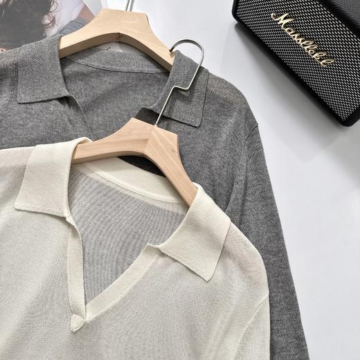 isabelle marran伊莎贝尔早秋老钱风天丝亚麻polo领衫JS3699015 商品图6