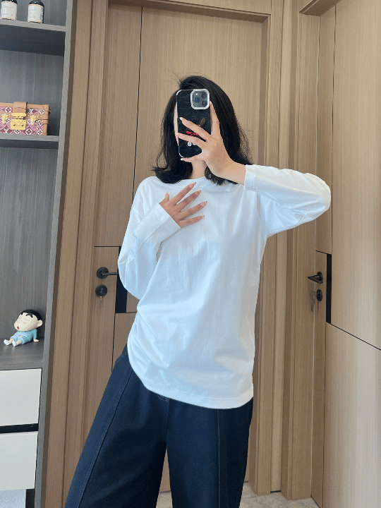 全能打底【严白小白T长袖】长袖小白t 基础款情侣长袖Ｔ恤上衣衣服服饰  0308返团