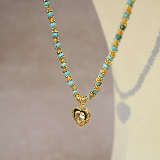 订购8周到｜Tityaravy-GiniK-浅绿色紫水晶 心形 吊坠 串珠 项链［法国设计师］ 商品图3