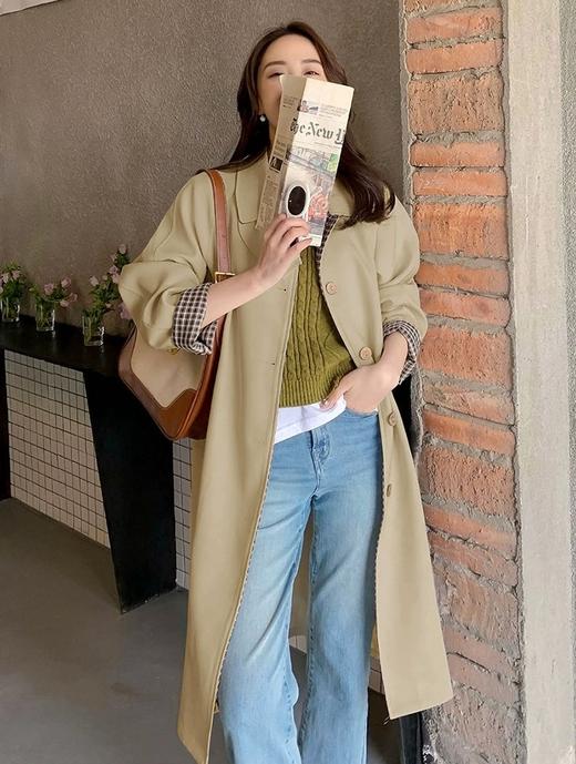 余煦格子拼接风衣3116秋上新款时尚百搭显瘦外套 商品图2