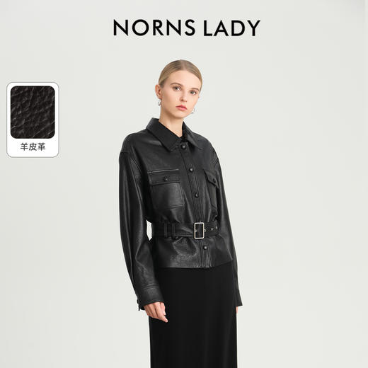 NORNS LADY诺恩【杨树林】皮革时尚短款千金风显瘦外套 T25WK36491 商品图3