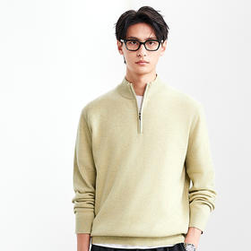 棉仓367826045-微宽松羊毛羊绒半开襟毛衣