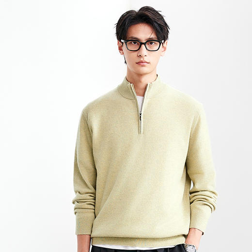 棉仓367826045-微宽松羊毛羊绒半开襟毛衣 商品图0