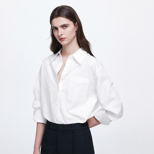 棉仓366604029-液氨双门襟佰搭ROW风廓形衬衫 商品图1