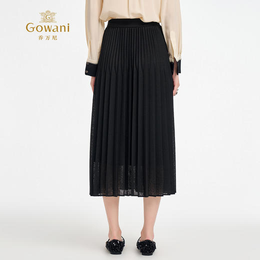 乔万尼2025秋新品镂空提花A字百褶半身裙ED3D302 商品图4