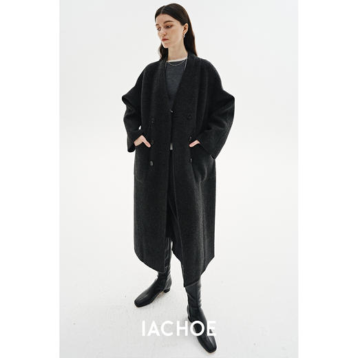 棉仓3571566001-双面呢大衣早春新款长款宽松毛呢大衣 商品图3