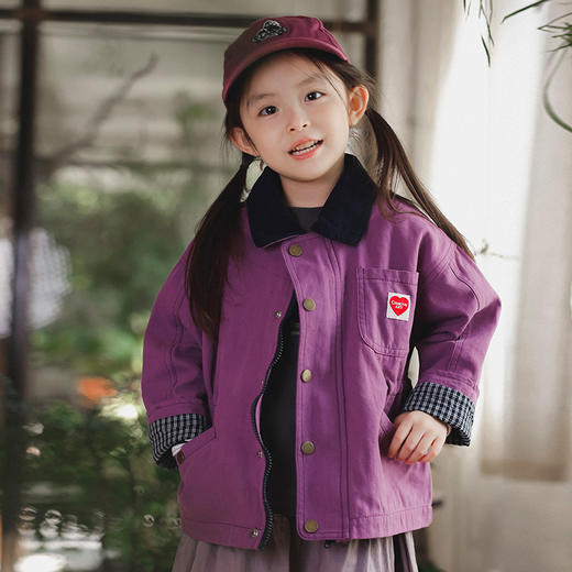 【100%登山棉，保暖且透气】【山系户外】2025秋冬新款儿童户外复古撞色外套女童翻领工装夹克时尚保暖外套 商品图4