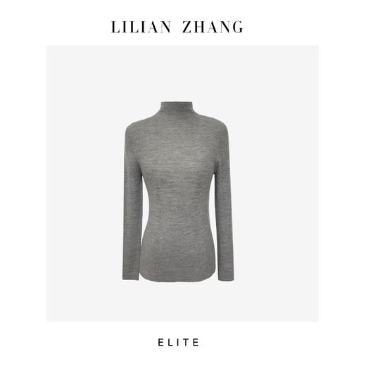 LILIAN ZHANG 琥珀流光—鱼骨纹半高领长袖羊毛针织套衫 2508002 商品图2