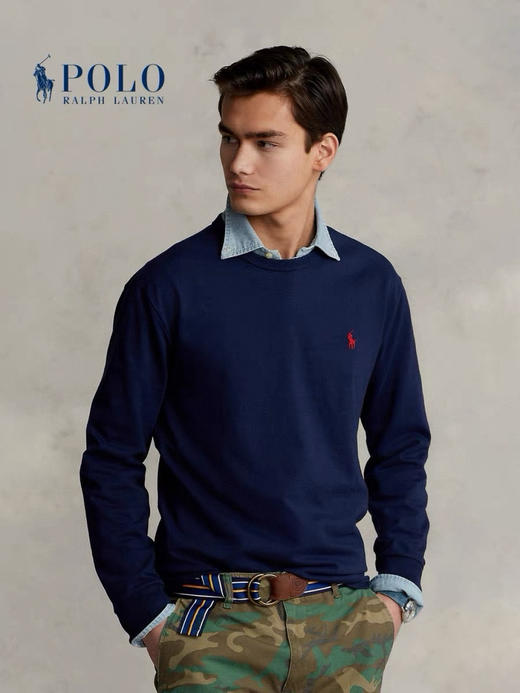 31-2开门红 秒杀亏清‼️渠道小马刺绣 重磅棉柔耐洗涮 男士平纹针织长袖 似卫衣似T恤 内搭外穿 商品图1