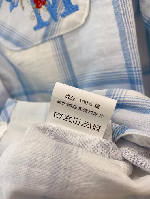 松植屋【轻语】女款七分袖长裤套装小V领口袋刺绣双层纱睡衣家居服 商品图7