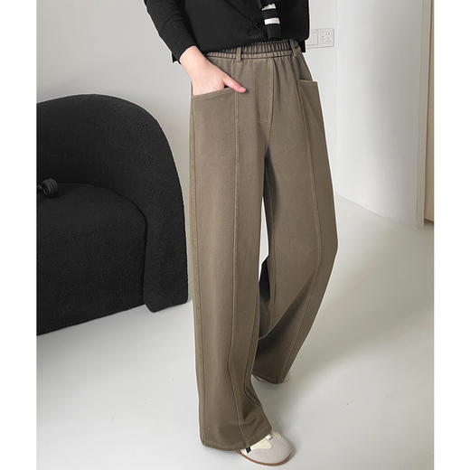 【秋季必备，时髦百搭】秋冬新款做旧三色粗纹棉直筒牛仔裤女慵懒风烟管裤时尚松紧腰牛仔裤 商品图3