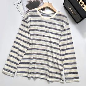 miu系isabelle marran伊莎贝尔复古慵懒条纹圆领T恤JS3693003-1