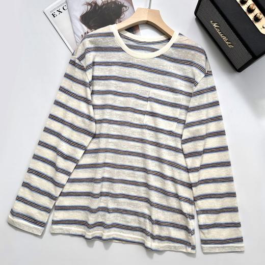miu系isabelle marran伊莎贝尔复古慵懒条纹圆领T恤JS3693003-1 商品图0