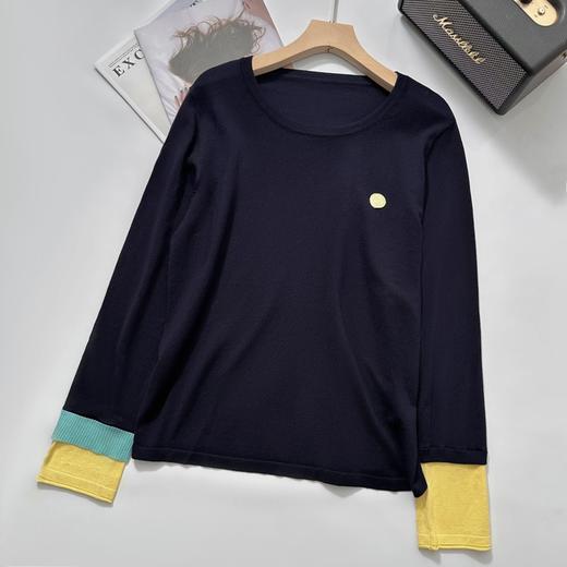 selfwho同款isabelle marran伊莎贝尔笑脸天丝羊毛混纺撞色上衣JS3699044 商品图2