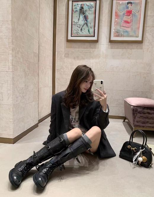 缪缪 秋冬走秀款 机车风复古长靴 酷飒酷飒的（ZX*DBG） 商品图10