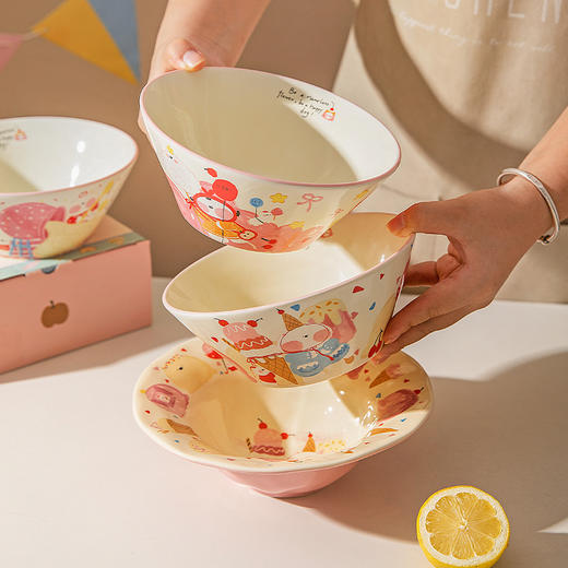 摩登主妇可爱面碗家用2025新款餐具儿童斗笠面条碗汤面拉面沙拉碗 商品图0