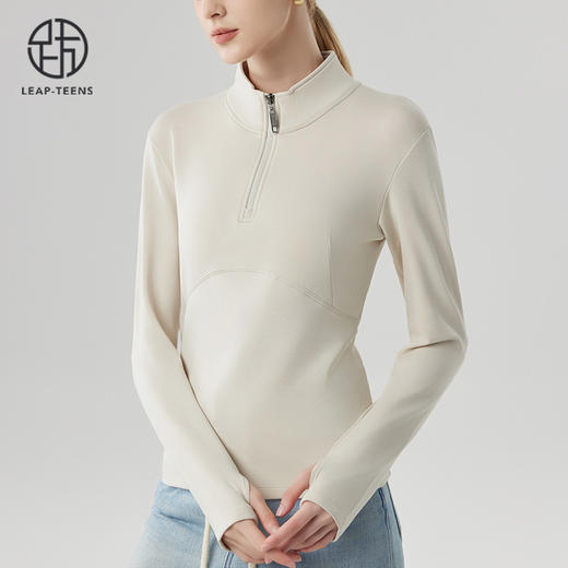 跃牌【砂洗空气层系列】女砂洗半拉链立领卫衣W11G3 商品图9
