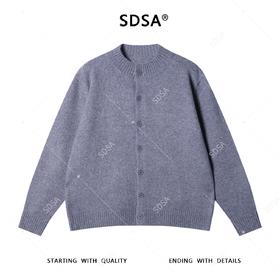 28868SDSA男士秋冬新款痞帅男装潮牌纯色纽扣开衫针织衫百搭圆领毛衣