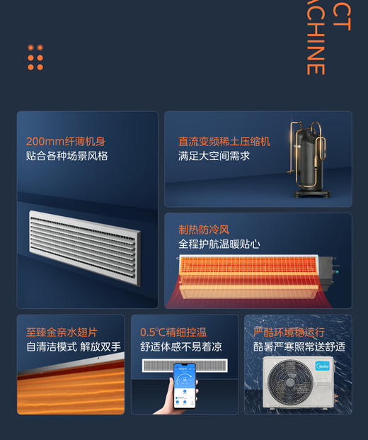 美的（Midea）风管机一拖一中央空调星光GC系列1.5匹一级变频冷暖直流变频自清洁 1.5匹 一级能效 星光时尚KFR-35T2W/B-GC(1)Ⅳ裸机 商品图4