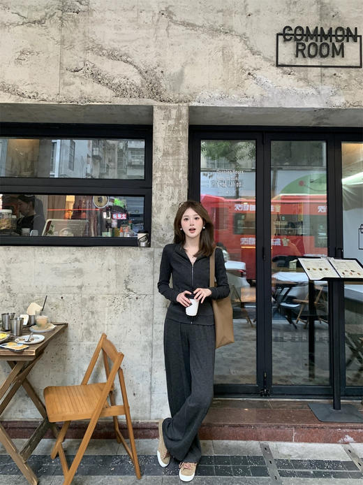 Athflow风连帽外套+阔腿裤针织套装 商品图13