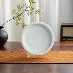 宋瓷影青平边盘 半刀泥刻绘 缠枝花卉